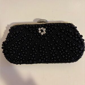 Elegant Black Beaded Clutch